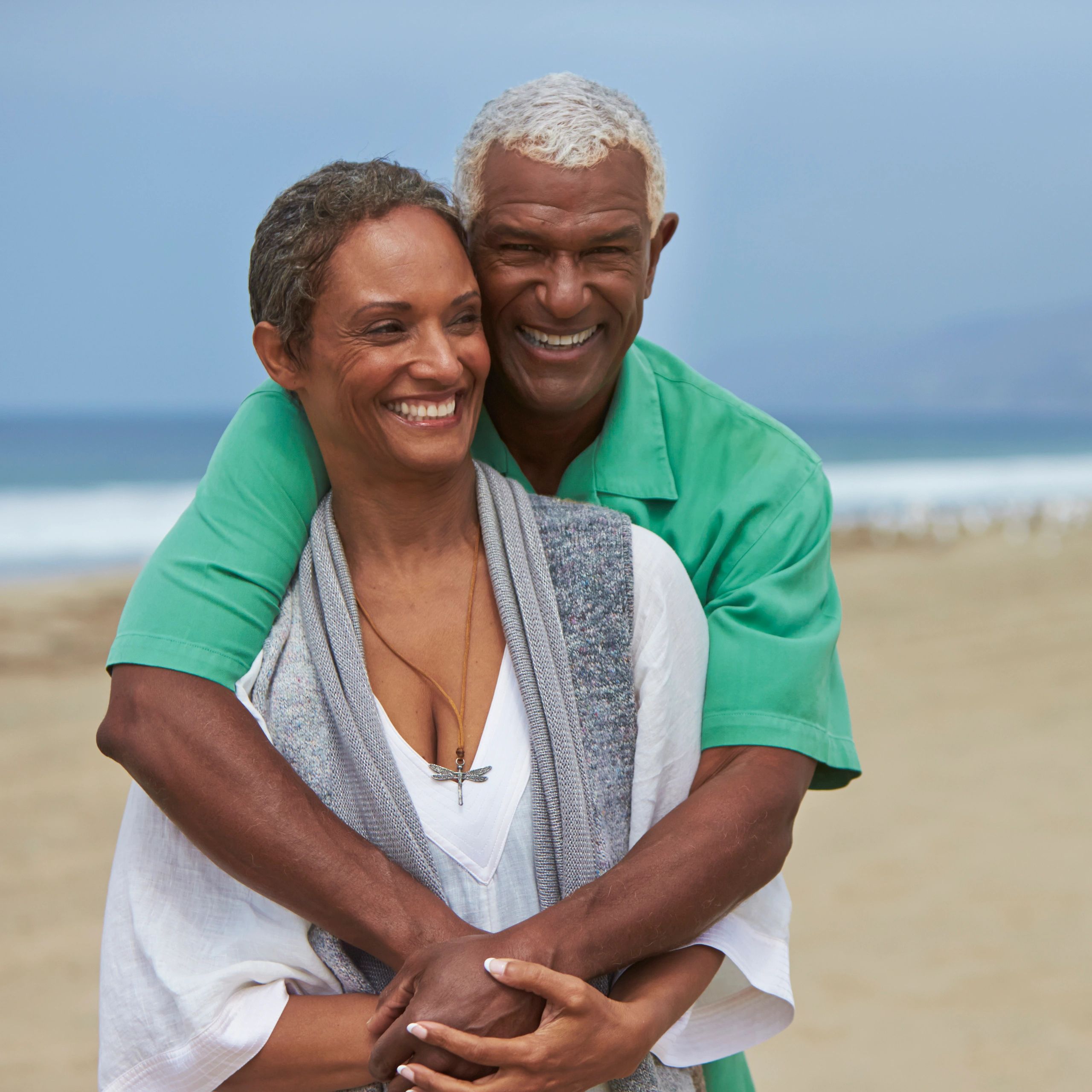 Happy senior couple on a beach